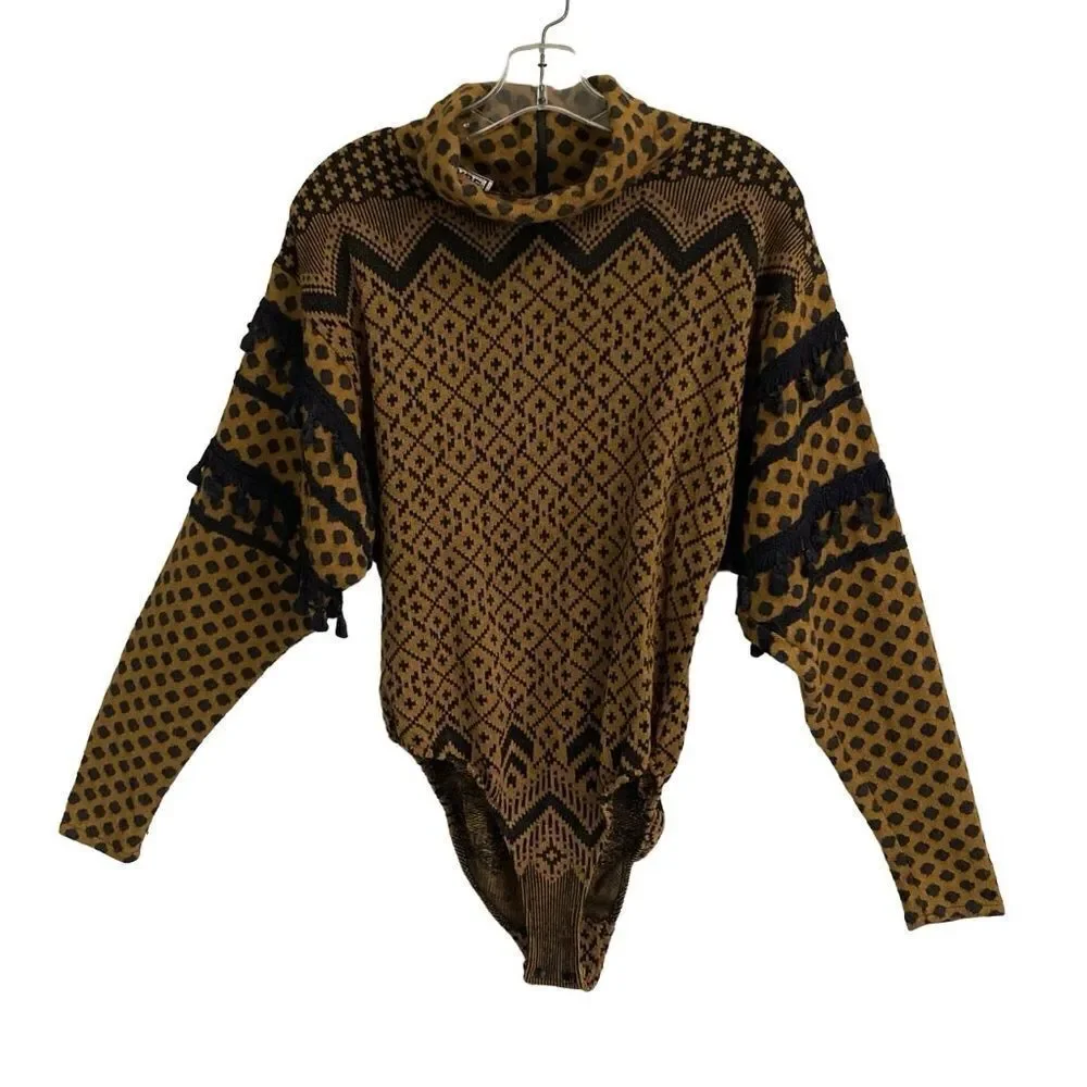 Vintage EYRE Walker Boho tassel sweater bodysuit‎ set Size M* long sleeve READ